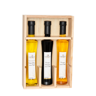 Coffret bois  huile & vinaigre saveur truffe