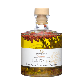 Huile d'olive baies roses, �chalotes, romarin