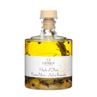 Huile d'olive poivre noir, ail et romarin